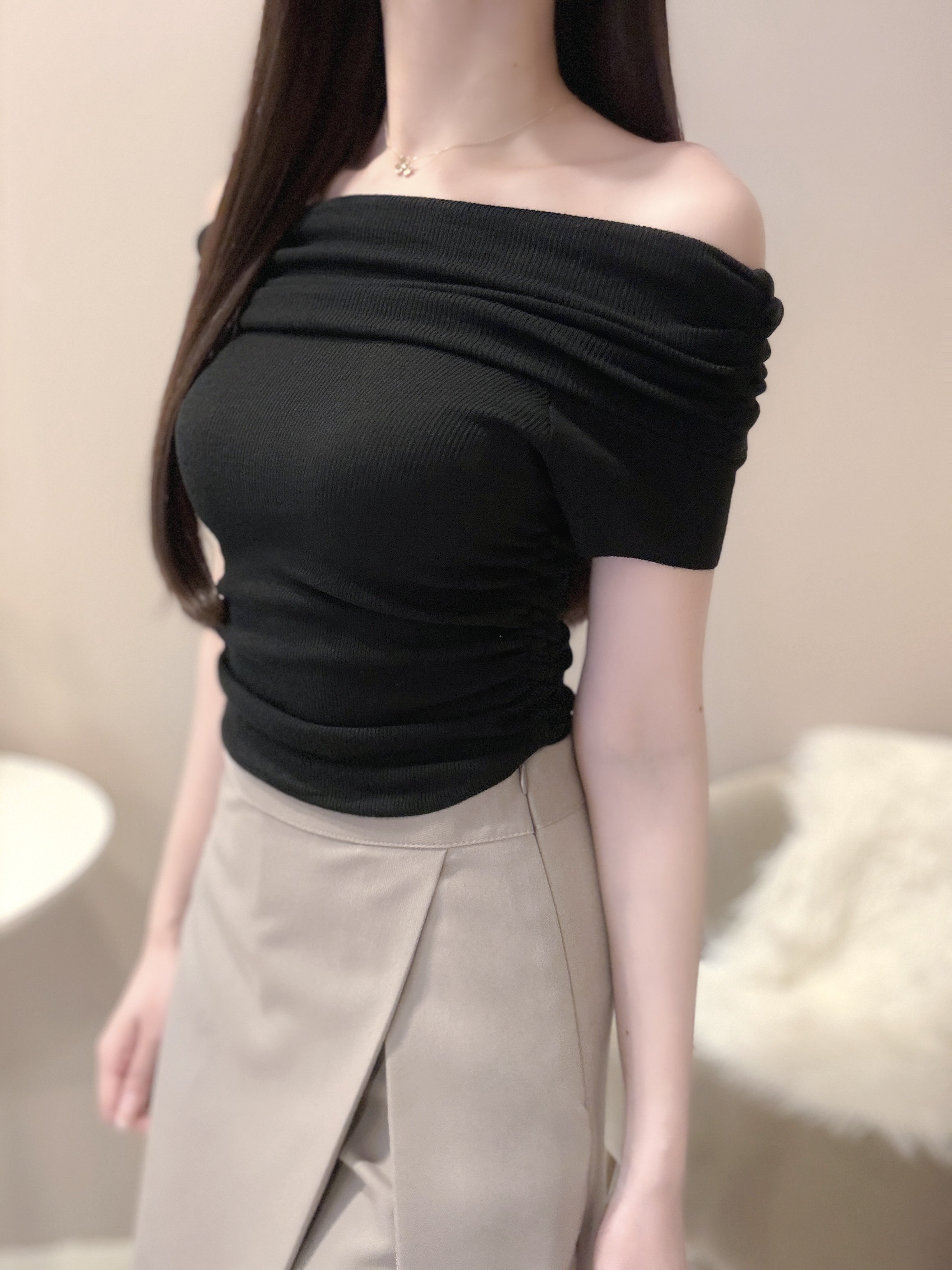 シャーリングオフショルラップニット | 詳細画像9